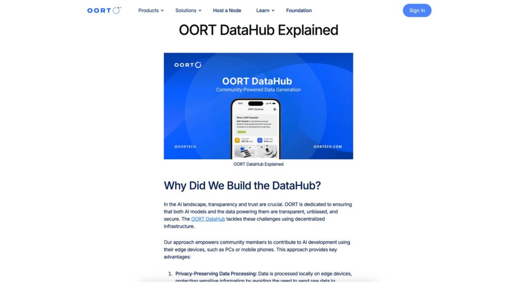 OORT DataHub Screenshot
